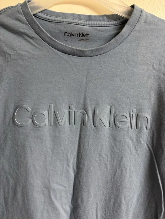Calvin Klein Light Blue Logo Crew Neck Tee - Picture 4 of 4